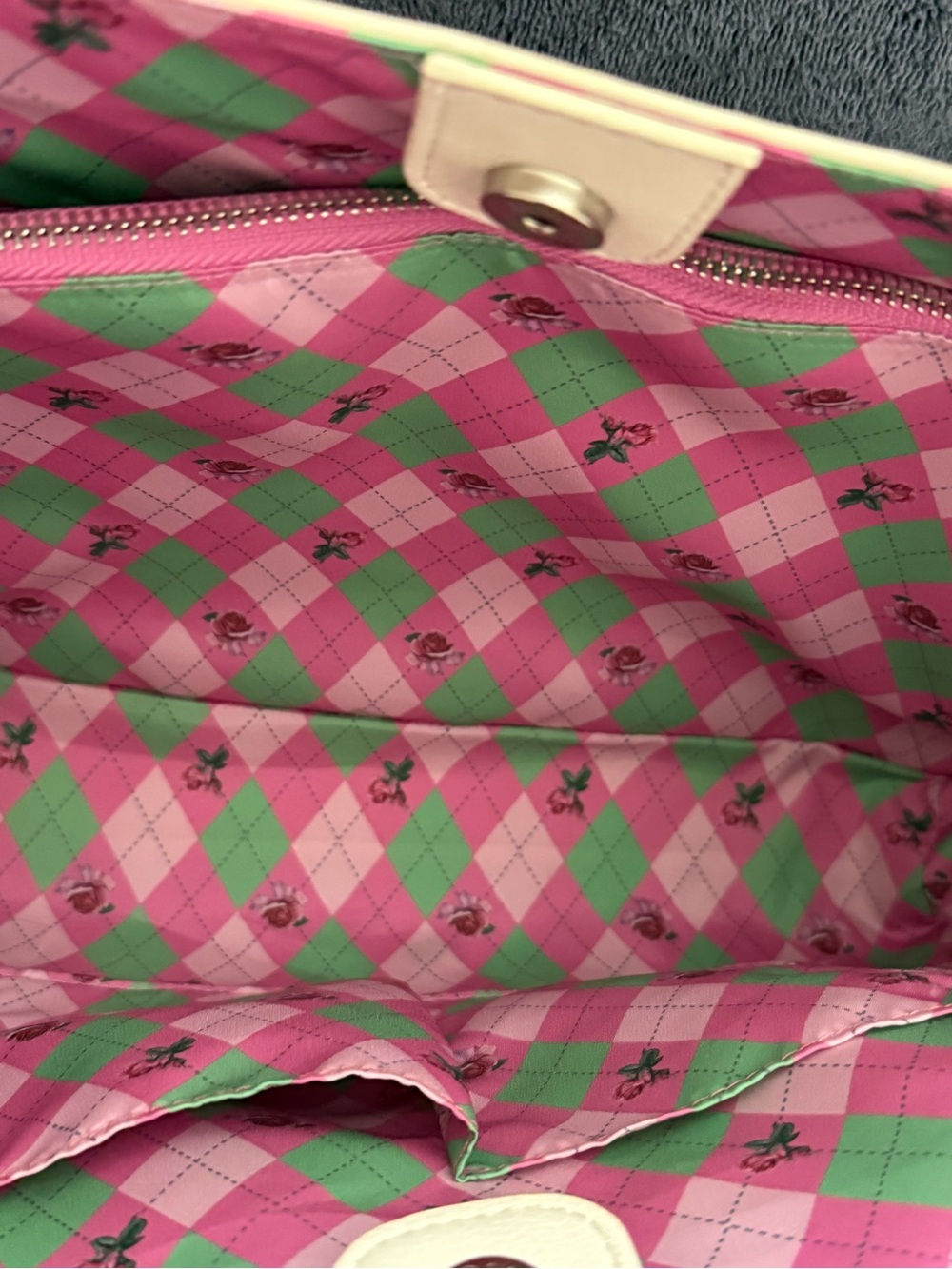 Betsey Johnson Floral Print White Tote with Pink-Green Scarf - Picture 4 of 6